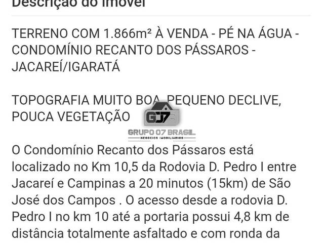 #3386 - Terreno em condomínio para Venda em Jacareí - SP - 2